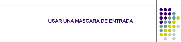 USAR UNA MASCARA DE ENTRADA