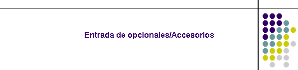 Entrada de opcionales/Accesorios